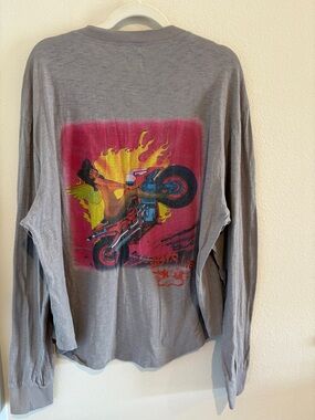 Boys Lie Gray Long Sleeve Shirt with girl on motorcycle